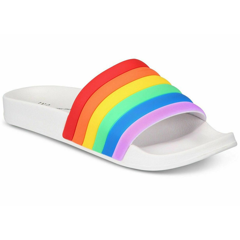 INC Women's Rainbow Rubber Slide Slippers Medium